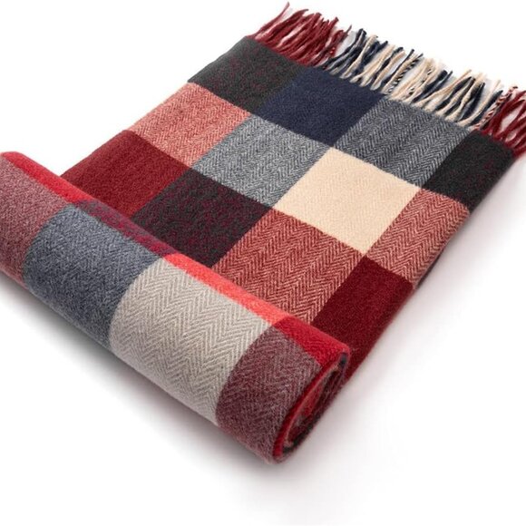 Women's Wool Scarf - Cashmere Feel Winter Checked Scarves for Women, Large Soft - Picture 4 of 8